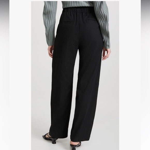 Vince Linen Blend Pleated Wide Leg Pull On Lightweight Black Pants, Medium - Picture 4 of 14